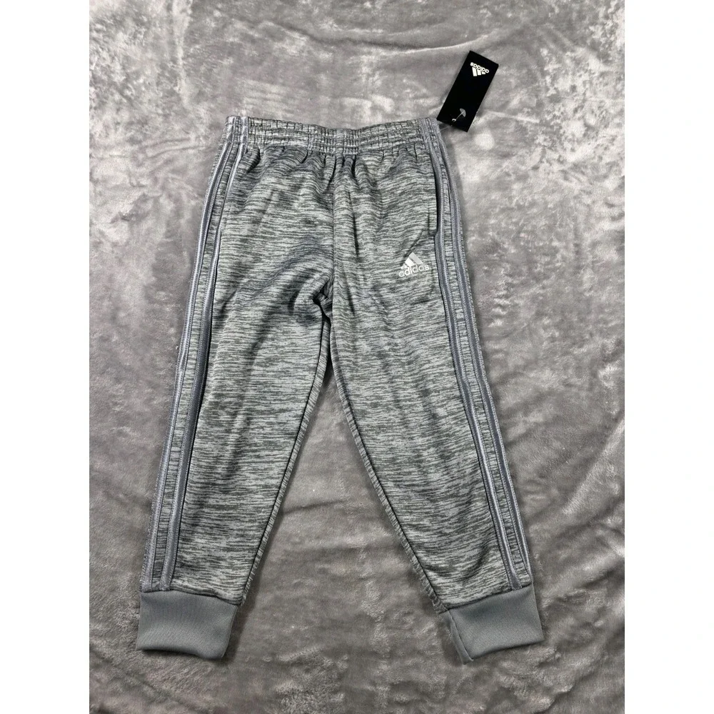 NWT Boys Adidas Jogger Fleece Sweatpants w/Pockets Size 4 Heather Gray Kids